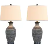 Sophia Table Lamp 27" in Ivory & Blue Ceramic (Set of 2)